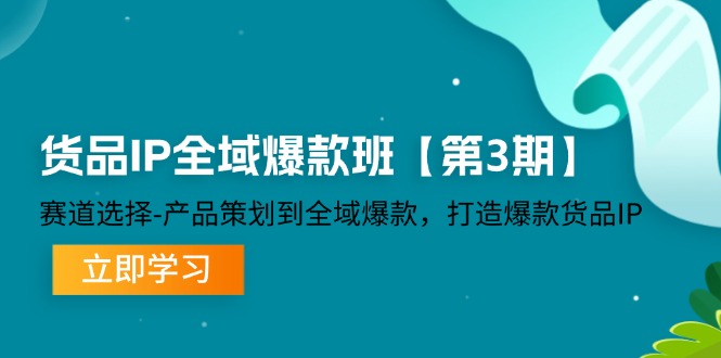 货品IP全域爆款班【第3期】赛道选择、产品策划到全域爆款,打造爆款货品IP-九才资源网