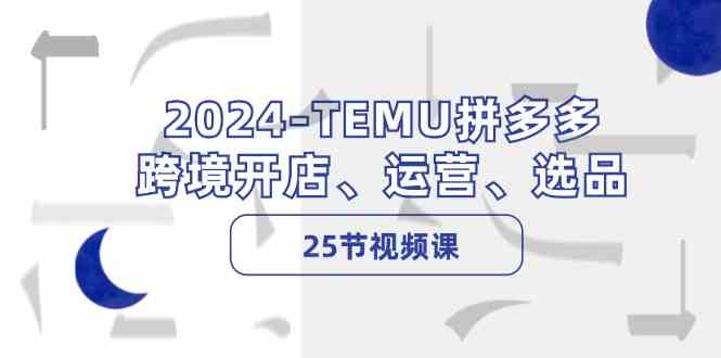 2024TEMU拼多多跨境开店、运营、选品(25节视频课)-九才资源网