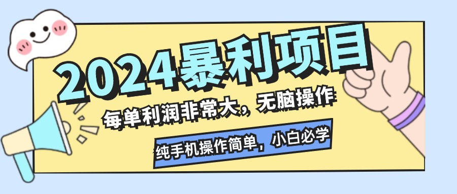 (12130期)2024暴利项目,每单利润非常大,无脑操作,纯手机操作简单,小白必学项目-九才资源网