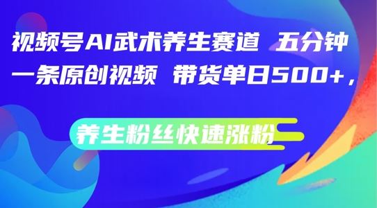 视频号AI武术养生赛道,五分钟一条原创视频,带货单日几张,养生粉丝快速涨粉【揭秘】-九才资源网