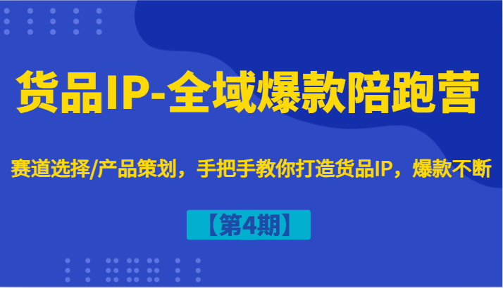 货品IP-全域爆款陪跑营【第4期】赛道选择/产品策划,手把手教你打造货品IP,爆款不断-九才资源网