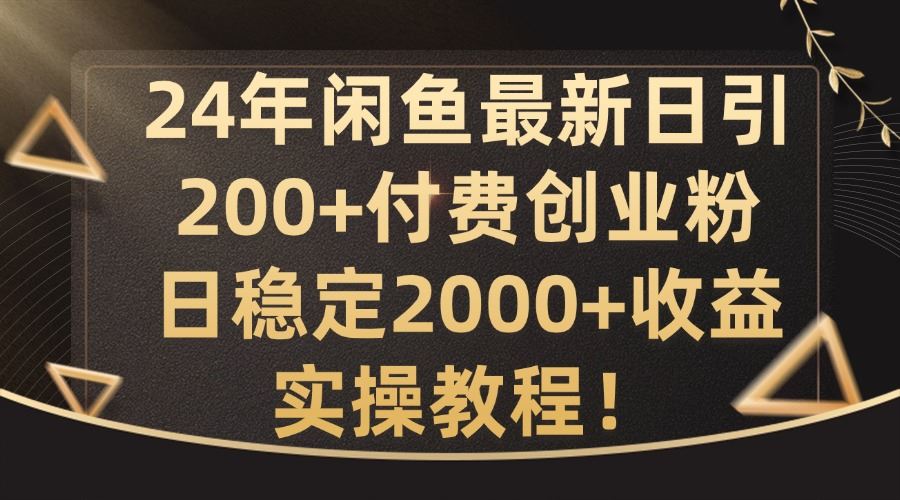 24年闲鱼最新日引200+付费创业粉日稳2000+收益,实操教程【揭秘】-九才资源网