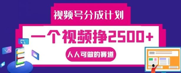 视频号分成计划,一个视频挣2500+,人人可做的赛道【揭秘】-九才资源网