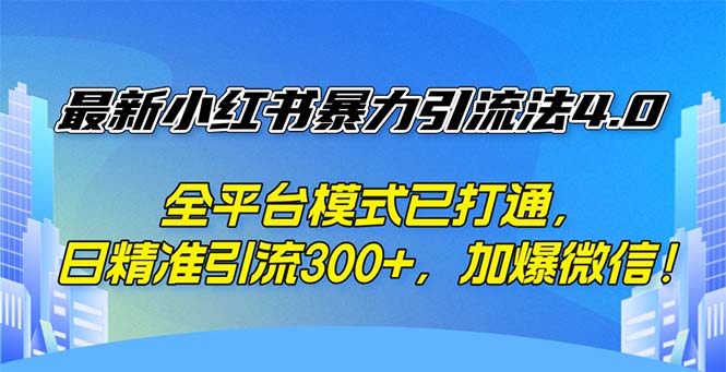 (12505期)最新小红书暴力引流法4.0, 全平台模式已打通,日精准引流300+,加爆微…-九才资源网