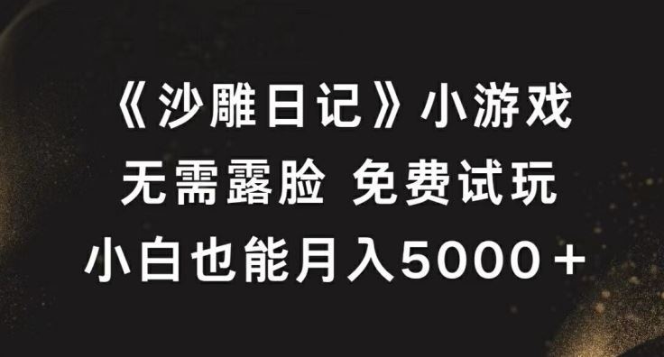 《沙雕日记》小游戏,无需露脸免费试玩,小白也能月入5000+【揭秘】-九才资源网