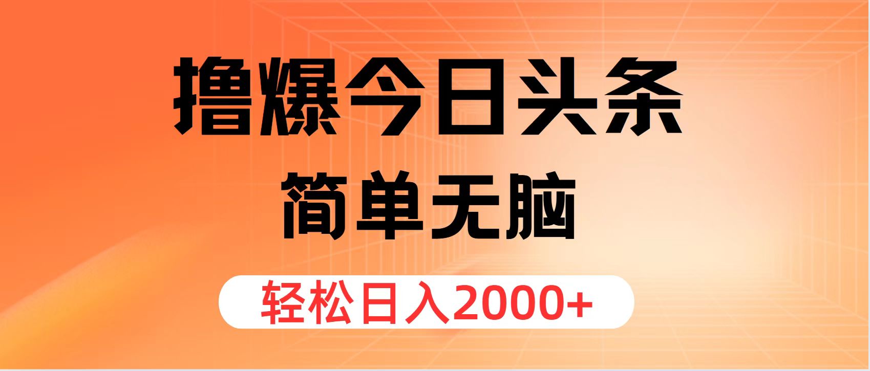 (12697期)撸爆今日头条,简单无脑,日入2000+-九才资源网