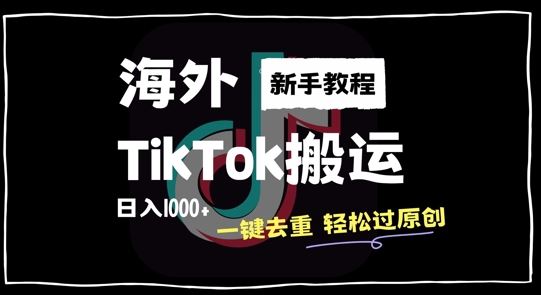 2024最新海外TikTok搬运玩法,一键去重轻松过原创,新手无经验也能日入1k【揭秘】-九才资源网