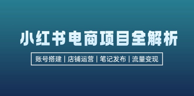 (12915期)小红书电商项目全解析,包括账号搭建、店铺运营、笔记发布 实现流量变现-九才资源网