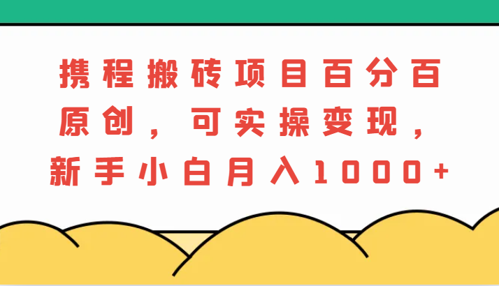 携程搬砖项目,百分百原创,可实操变现,新手小白月入1000+-九才资源网