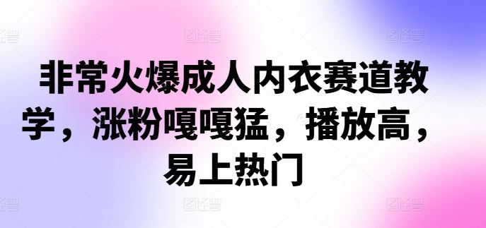 非常火爆成人内衣赛道教学,涨粉嘎嘎猛,播放高,易上热门-九才资源网