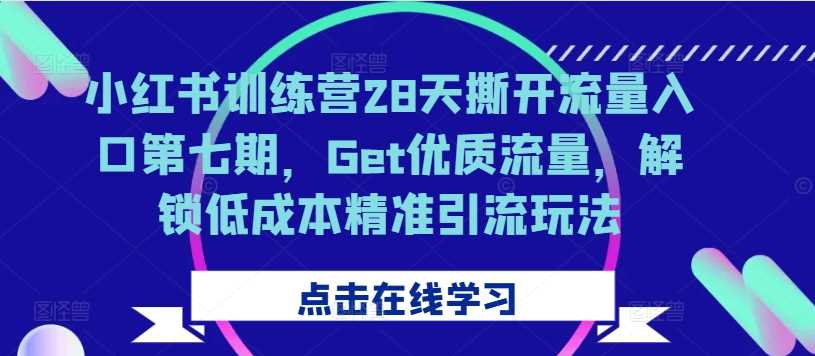 小红书训练营28天撕开流量入口第七期,Get优质流量,解锁低成本精准引流玩法-九才资源网
