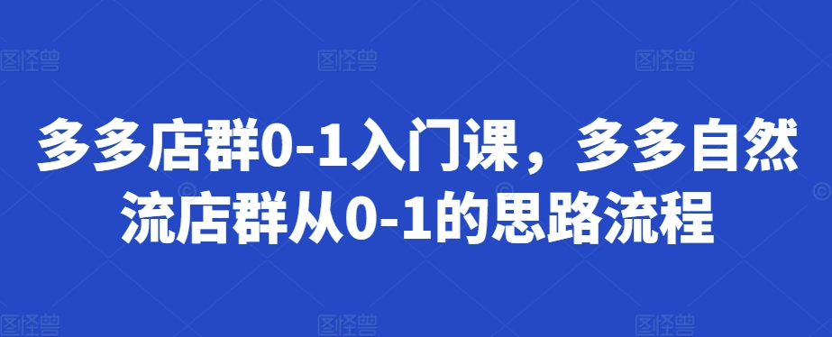 多多店群0-1入门课,多多自然流店群从0-1的思路流程-九才资源网