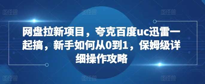 网盘拉新项目,夸克百度uc迅雷一起搞,新手如何从0到1,保姆级详细操作攻略-九才资源网