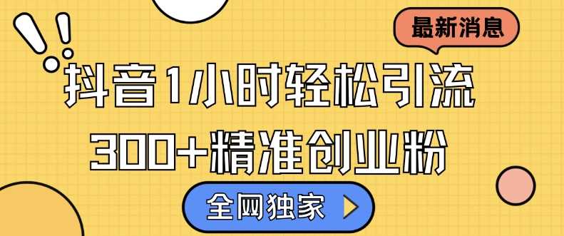 全网独家抖音引流,轻松日引300+精准创业粉【揭秘】-九才资源网