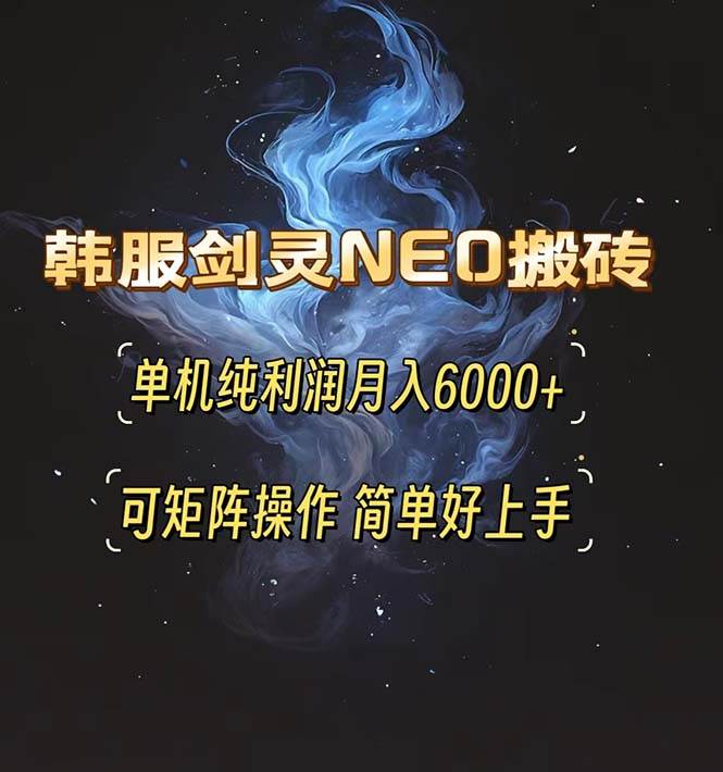 (13435期)韩服剑灵NEO搬砖攻略,单机纯利润月入6000+ 可矩阵操作,简单好上手。-九才资源网