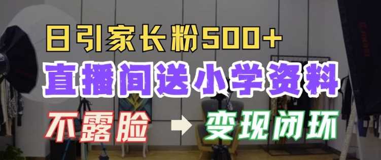 直播间送小学资料,每天引流家长粉500+,变现闭环模式【揭秘】-九才资源网