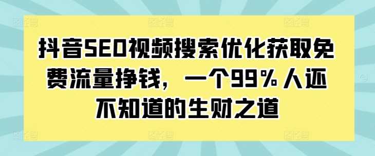 抖音SEO视频搜索优化获取免费流量挣钱,一个99%人还不知道的生财之道-九才资源网