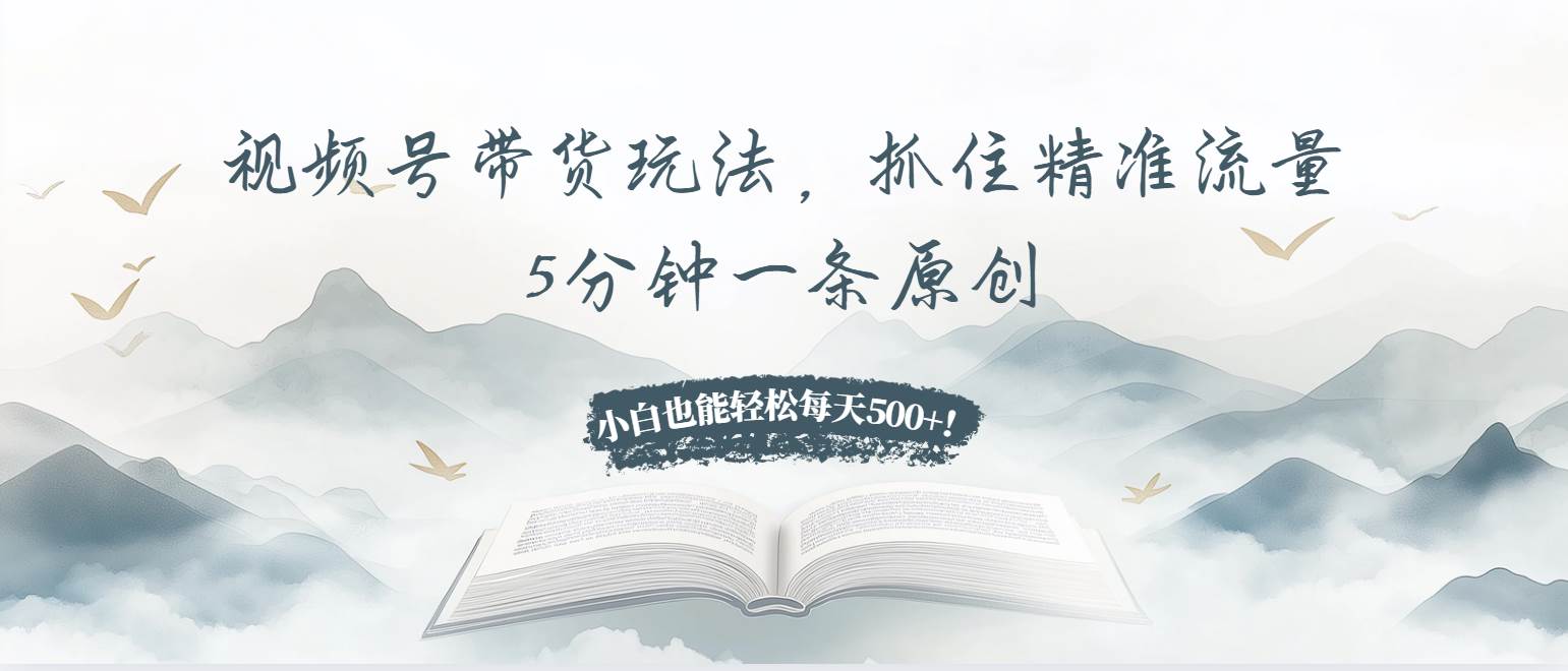 (13492期)视频号带货玩法,抓住精准流量,5分钟一条原创,小白也能轻松每天500+!-九才资源网