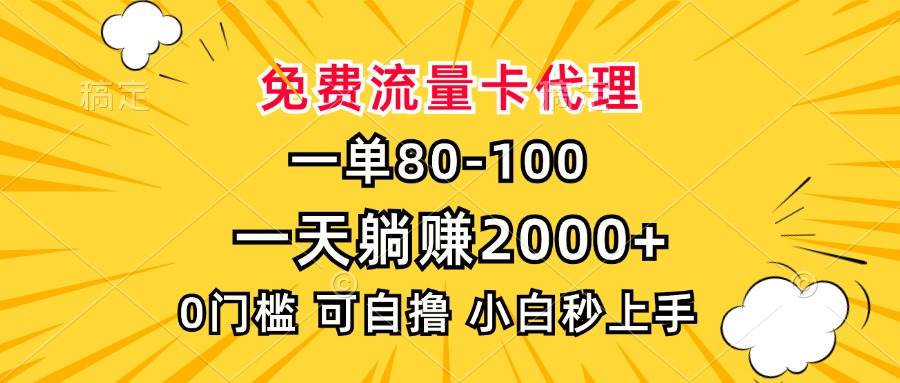 (13551期)一单80,免费流量卡代理,一天躺赚2000+,0门槛,小白也能轻松上手-九才资源网