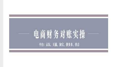 电商财务对账实操-京东天猫淘宝拼多多抖音电商财务对账-九才资源网