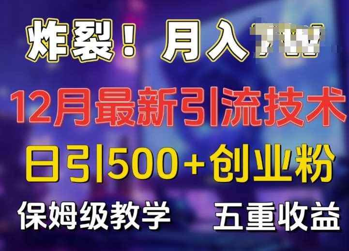 炸裂!揭秘12月最新日引流500+精准创业粉,多重收益保姆级教学-九才资源网