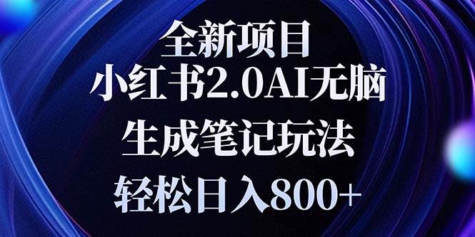 (13617期)全新小红书2.0无脑生成笔记玩法轻松日入800+小白新手简单上手操作-九才资源网