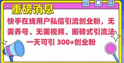 快手最新引流创业粉方法,无需养号、无需视频、搬砖式引流法【揭秘】-九才资源网