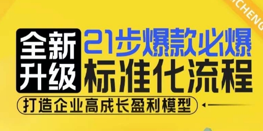 21步爆款必爆标准化流程,全新升级,打造企业高成长盈利模型-九才资源网