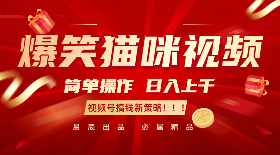 爆笑猫咪视频:简单操作,日入过千,视频号搞钱新策略!-九才资源网