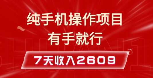 纯手机操作的小项目,有手就能做,7天收入2609+实操教程【揭秘】-九才资源网