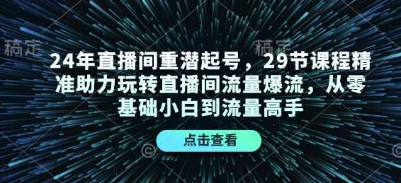 24年直播间重潜起号,29节课程精准助力玩转直播间流量爆流,从零基础小白到流量高手-九才资源网