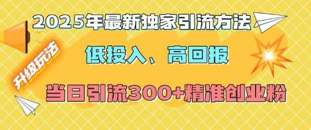 2025年最新独家引流方法,低投入高回报?当日引流300+精准创业粉-九才资源网