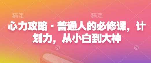 心力攻略·普通人的必修课,计划力,从小白到大神-九才资源网