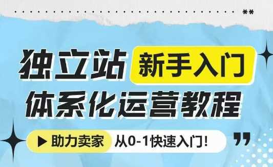 独立站新手入门体系化运营教程,助力独立站卖家从0-1快速入门!-九才资源网