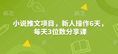 小说推文项目,新人操作6天,每天3位数分享课-九才资源网