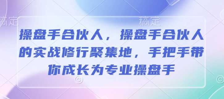 操盘手合伙人,操盘手合伙人的实战修行聚集地,手把手带你成长为专业操盘手-九才资源网