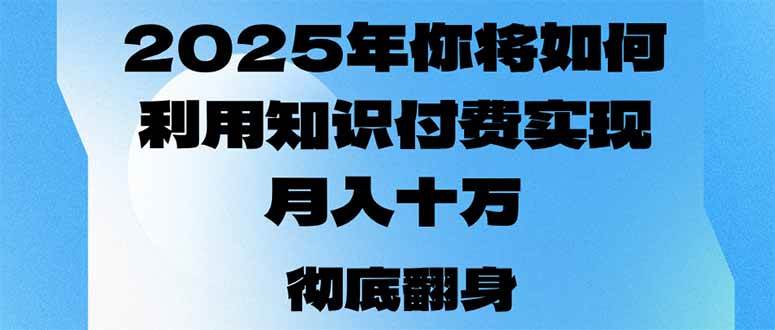 (14061期)2025年,你将如何利用知识付费实现月入十万,甚至年入百万?-九才资源网