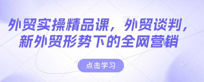 外贸实操精品课,外贸谈判,新外贸形势下的全网营销-九才资源网