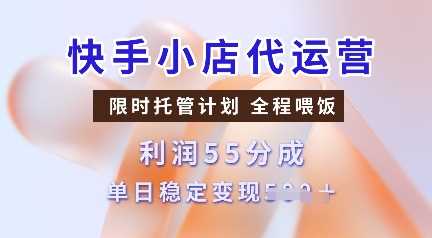 快手小店代运营,限时托管计划,收益55分,单日稳定变现多张【揭秘】-九才资源网