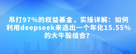 付费文章:吊打97%的权益基金,实操详解:如何利用deepseek来选出一个年化15.55%的大牛股组合?-九才资源网