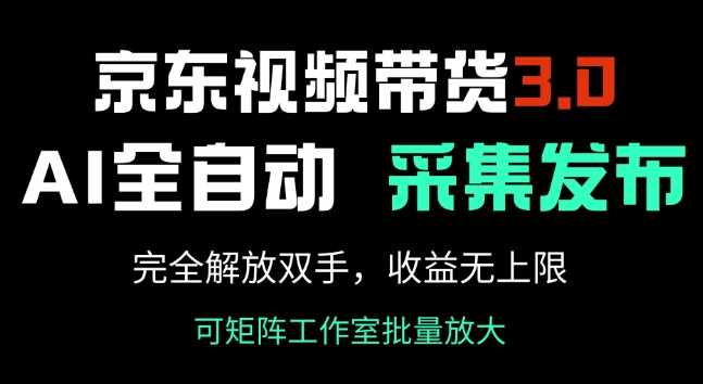 京东视频带货3.0,Ai全自动采集+自动发布,完全解放双手,收入无上限-九才资源网