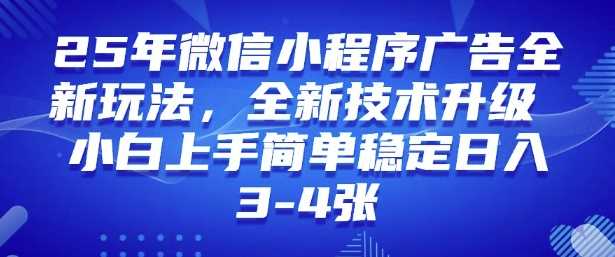 2025年微信小程序最新玩法纯小白易上手,稳定日入多张,技术全新升级【揭秘】-九才资源网