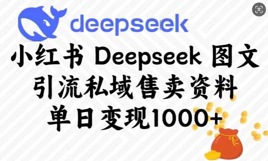 小红书Deepseek图文引流私域售卖资料,单日变现多张