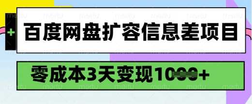 百度网盘扩容信息差项目,零成本,3天变现1k,详细实操流程-九才资源网