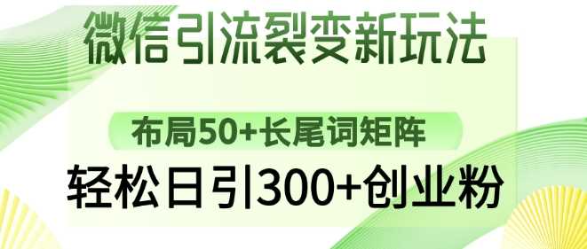 微信引流裂变新玩法:布局50+长尾词矩阵,轻松日引300+创业粉-九才资源网