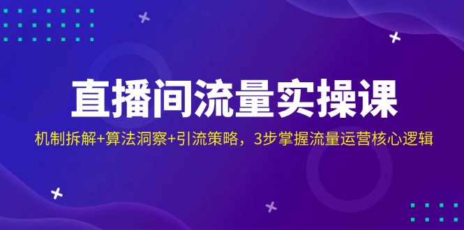 (14122期)直播间流量实操课:机制拆解+算法洞察+引流策略,3步掌握流量运营核心逻辑-九才资源网