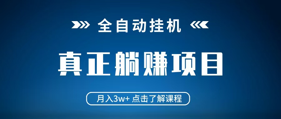 全自动挂机项目 月入3w+ 真正躺平项目 不吃电脑配置 当天见收益-九才资源网