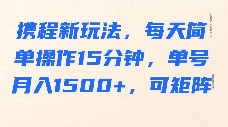 携程新玩法,每天简单操作15分钟,单号月入1500+,可矩阵-九才资源网