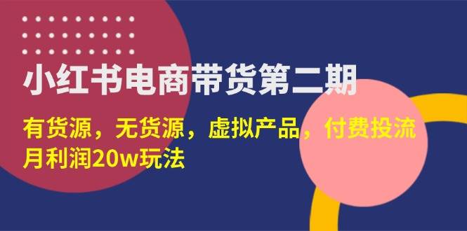 (14186期)小红书电商带货第二期,有货源,无货源,虚拟产品,付费投流,月利润20w-九才资源网