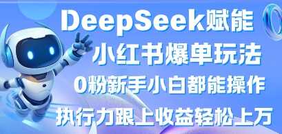 DeepSeek赋能小红书爆单玩法0粉新手小白都能操作,执行力跟上收益轻松上W,懒人勿做-九才资源网